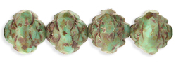 Rosebud Fire-Polish 8 x 7mm : Opaque Turquoise - Picasso FULL