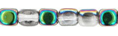 Cubes - 4mm : Crystal - Green Vitral