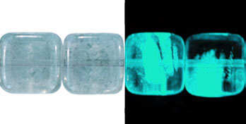 Flat Squares 9mm : Glow in the Dark - Luster - Transparent Blue