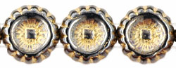 Two Hole Sunflowers 12mm : Hematite - Gold Inlay