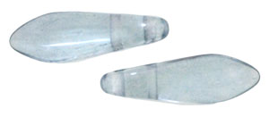 CzechMates Two Hole Daggers 16 x 5mm : Luster - Transparent Blue