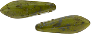CzechMates Two Hole Daggers 16 x 5mm : Opaque Olive - Picasso