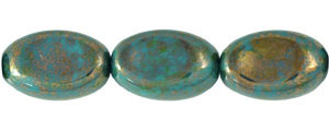 Pinched Oval 18 x 12mm : Turquoise - Bronze Picasso