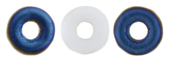 O-Bead 4 x 1mm : Matte - Blue Iris 1/2 - Opaque White