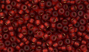 Matubo Seed Bead 8/0 : Matte - Siam Ruby - Bronze Ice-Lined
