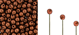 Finial Half-Drilled Round Bead 2mm Tube 2.5" : Matte - Metallic Antique Copper