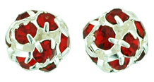 Rhinestone Balls 8mm : Silver - Siam Ruby