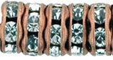 Rhinestone Rondelles 6mm : Antique Copper - Crystal