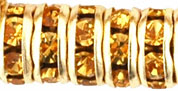 Rhinestone Rondelles 6mm : Gold - Med Topaz