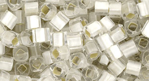 TOHO Cube 3mm : Silver-Lined Frosted Crystal