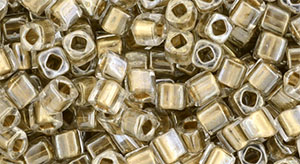 TOHO Cube 3mm : Gold-Lined Crystal