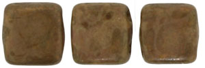 CzechMates Tile Bead 6mm : Milky Caramel - Bronze Picasso
