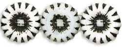 Two Hole Sunflowers 12mm : Alabaster White - Jet Inlay