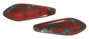 CzechMates Two Hole Daggers 16 x 5mm : Opaque Red - Picasso