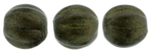 Melon Round 5mm : Metallic Suede - Dk Green