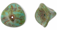 Three Petal Flowers 12 x 10mm : Opaque Turquoise - Picasso