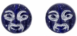 Moon Faces 9mm : Cobalt - Silver Inlay
