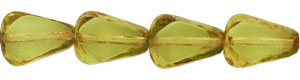 Chunky Table Cut Drop Nugget 10/8mm : Olivine - Picasso