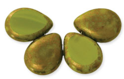 Polished Drops 16 x 12mm : Opaque Olive - Moon Dust