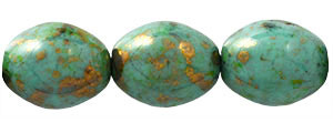 Puffed Ovals 20 x 16mm : Turquoise - Bronze Picasso