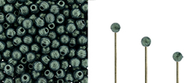 Finial Half-Drilled Round Bead 2mm : Metallic Suede - Lt Green