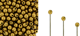 Finial Half-Drilled Round Bead 2mm Tube 2.5" : Matte - Metallic Antique Gold