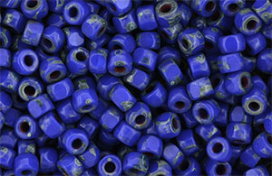 Matubo 3-Cut Seed Bead 6/0 Tube 2.5" : Opaque Blue - Picasso