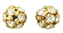 Rhinestone Balls 8mm : Gold - Crystal
