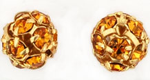 Rhinestone Balls 8mm : Gold - Med Topaz