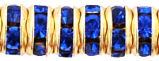 Rhinestone Rondelles 5mm : Gold - Sapphire