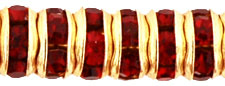 Rhinestone Rondelles 5mm : Gold - Ruby