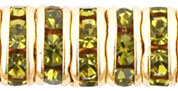 Rhinestone Rondelles 6mm : Gold - Olivine