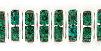 Rhinestone Squaredelles 8mm : Silver - Emerald