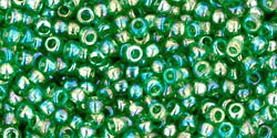 TOHO Round 11/0 Tube 2.5" : Transparent-Rainbow Grass Green